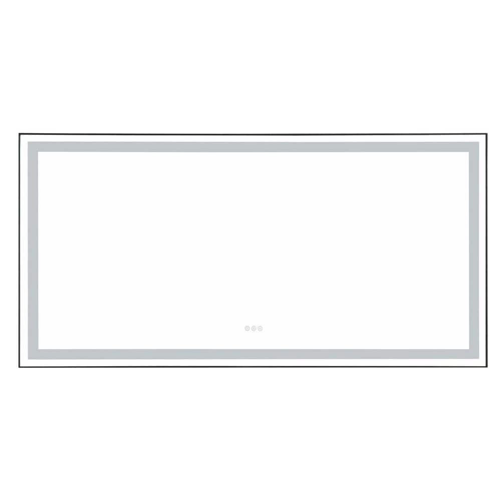 BTCSTAR Smoth 72 in. W x 36 in. H Large Rectangular Framed Touch Screen Wall Mount Makeup