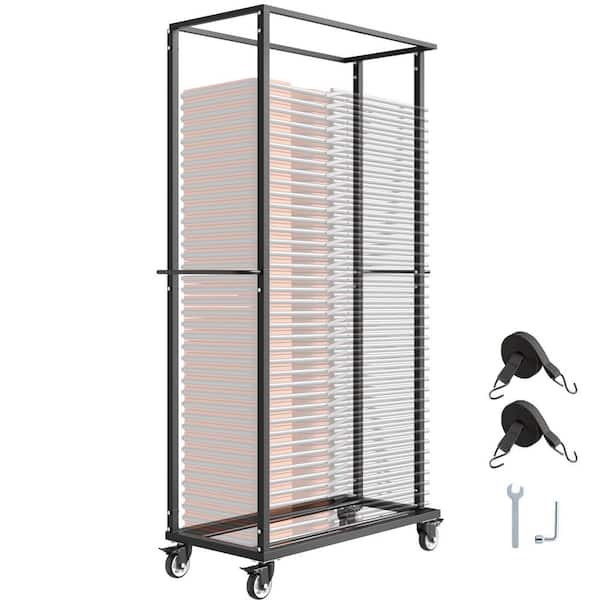 Folding Chair Rack, 500 lbs. Capacity, Heavy-Duty Chair Cart for 60 Chairs, Metal Chair Storage Dolly Chair Holder