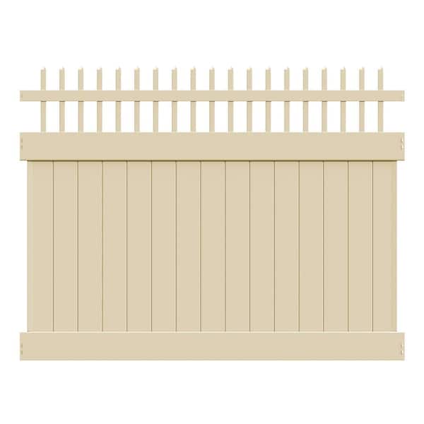 Barrette Outdoor Living Carson 6 ft. x 8 ft. Sand Vinyl Open Picket Top Fence Panel
