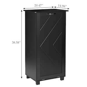 Kitchen Trash Bin Cabinet Black Wood 20.47 in. Buffet Sideboard Dog Proof Garbage Can with Holder and Air purification