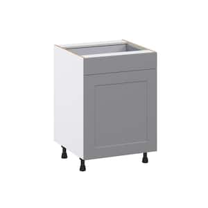 24 in. W x 34.5 in. H x 24 in. D Bristol Painted Slate Gray Shaker Assembled 3 Waste Bin Pullout&1 Draw Kitchen Cabinet