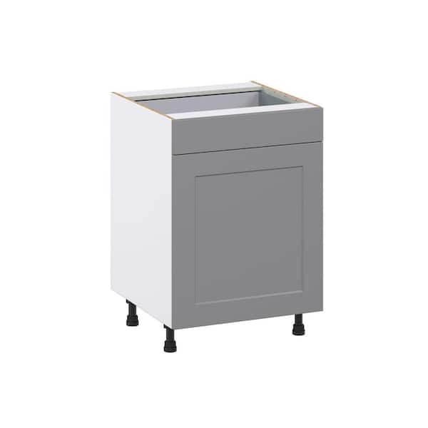 Roseland 24 in. W x 24 in. D x 34.5 in. H Assembled Shaker Triple Trash Can Kitchen Cabinet in Slate Gray with Drawer