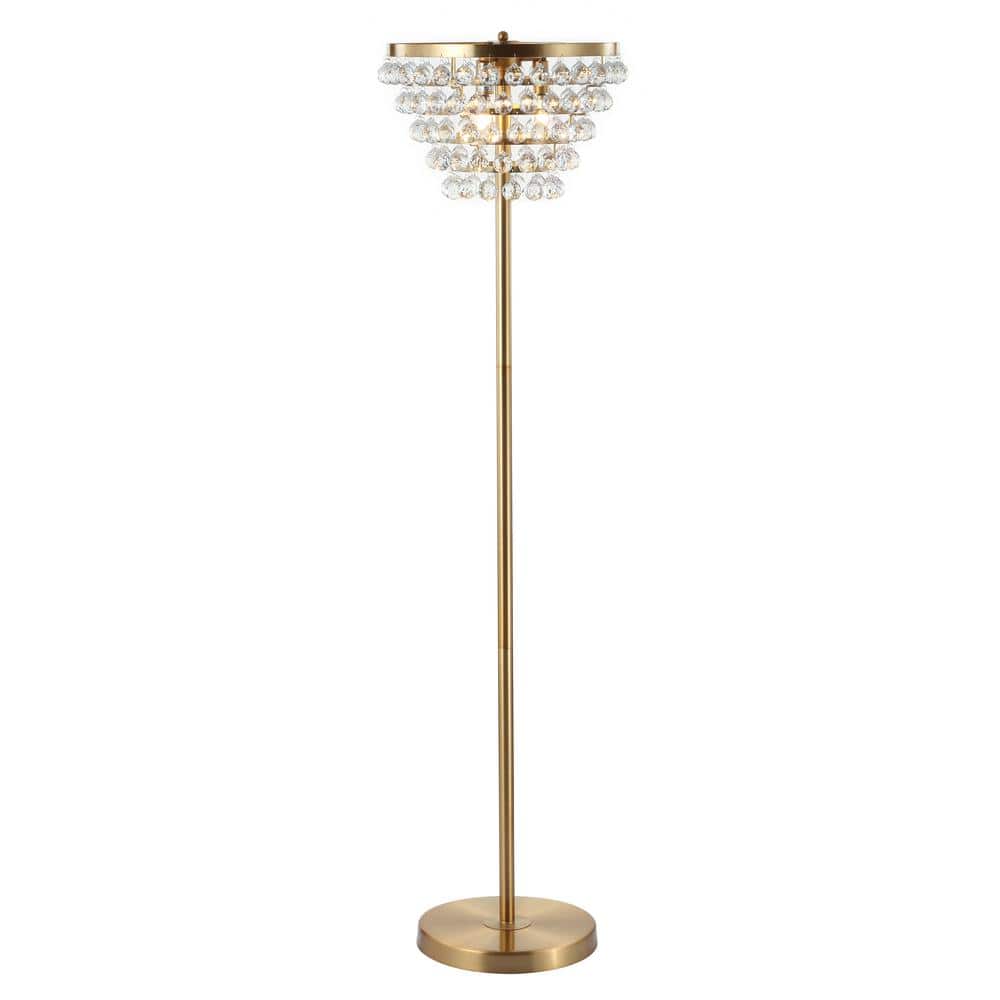 Jemma 60" Antique Gold Crystal LED Floor Lamp with Clear Shade