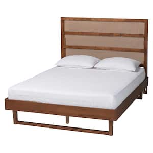 Donnica Walnut Brown Wood Frame King Platform Bed