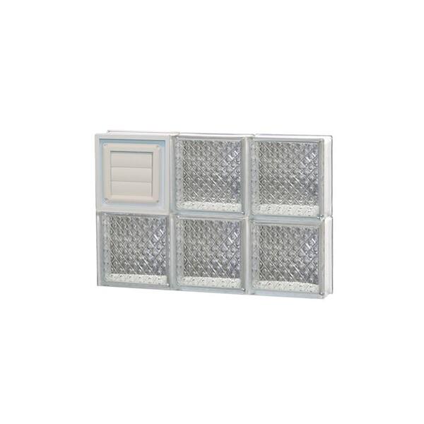 Clearly Secure 17.25 in. x 11.5 in. x 3.125 in. Frameless Diamond Pattern Glass Block Window with Dryer Vent