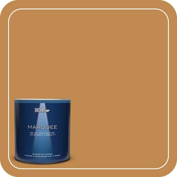 BEHR MARQUEE 1 qt. #M250-6 Toffee Tart Satin Enamel Interior Paint & Primer