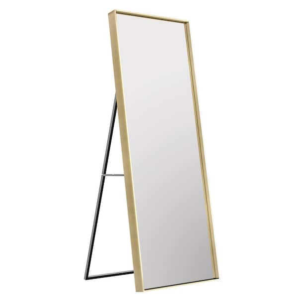 TETOTE 63 in. H x 20 in. W Rectangle Framed Gold Aluminum Alloy Full Length Mirror Standing Floor Bathroom Vanity Mirror