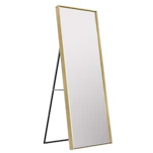 65 in. H x 22 in. W Rectangle Framed Brushed Gold Aluminum Alloy Metal Full Length Mirror Bathroom Vanity Mirror
