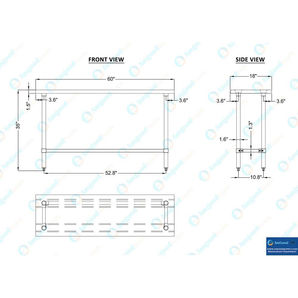 60" Stainless Steel Open Base Utility Work Table