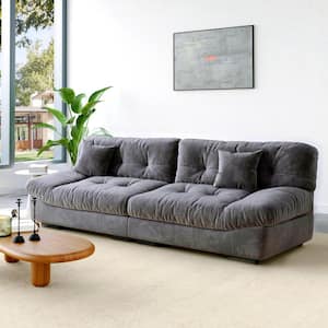 105 in. Armless 3-Seater Sofa in Gray