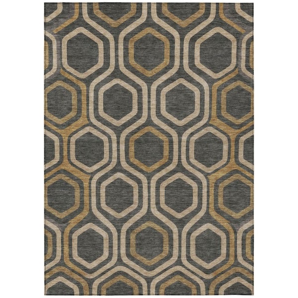 Chantille Machine Washable Indoor/Outdoor Abstract ACN2956 Charcoal 10 ft. x 14 ft. Area Rug