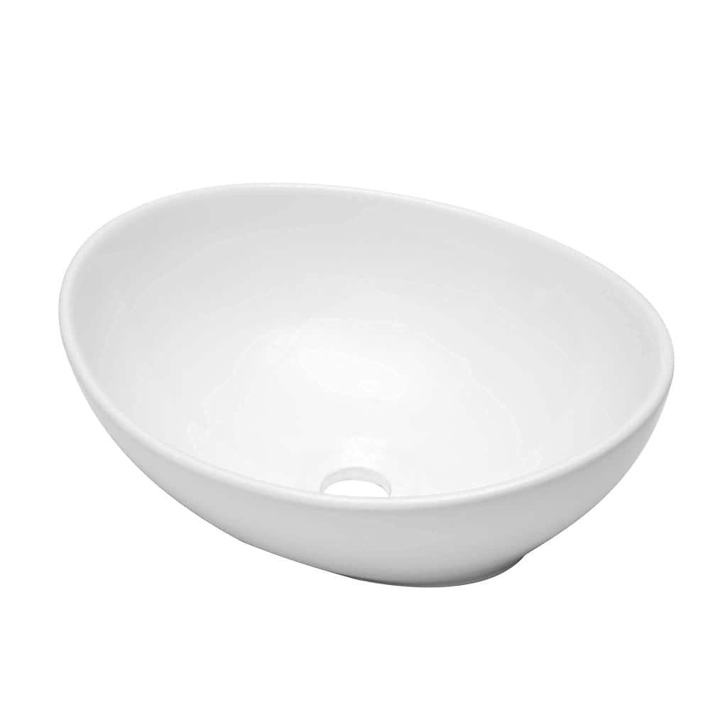 "16""x13"" Bathroom White Oval Vessel Sink, Ceramic Porcelain Boat Shape Undermount Above Counter Vanity Sink Bowl Basin" price history on PriceWatchPro