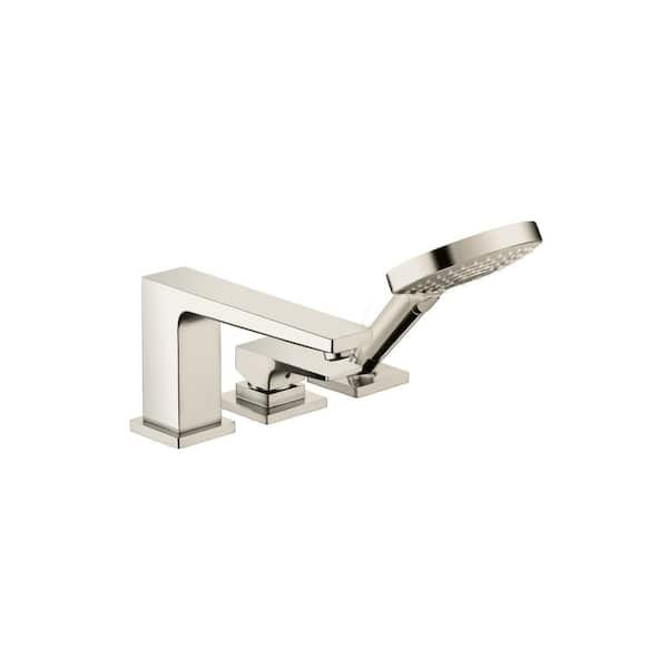 Metropol 2-Handle Deck-Mount Roman Tub Faucet with Hand Shower in Polished Nickel Valve Not Included
