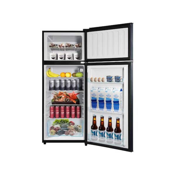 22.20 in. 7 cu. ft. Mini Refrigerator in Black with Top Door Freezer and Beverage Storage