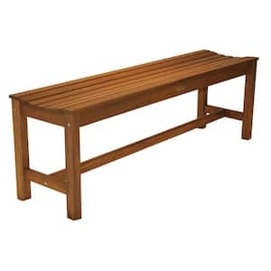 3-Person Eucalyptus Backless Outdoor Bench