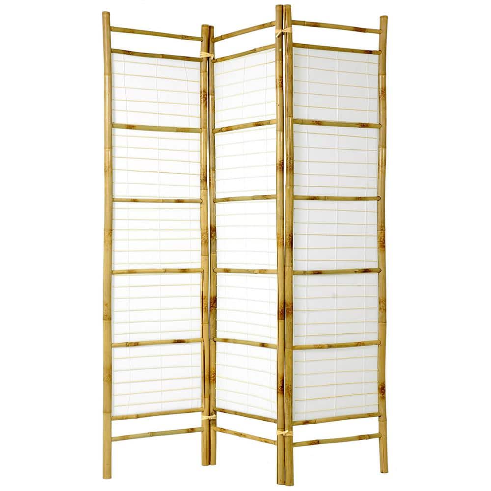 Burnt Bamboo and Rice Paper 3-Panel Shoji Screen