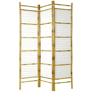 6 ft. Natural 3-Panel Burnt Bamboo Room Divider