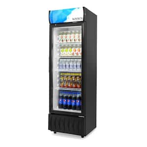 9 cu. ft. Commercial Upright Display Glass Door Beverage Refrigerator in Black