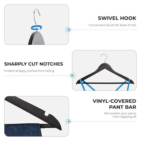 Wish & Buy - Heavy Duty Slim Clear Hangers - Ridged Non-Slip