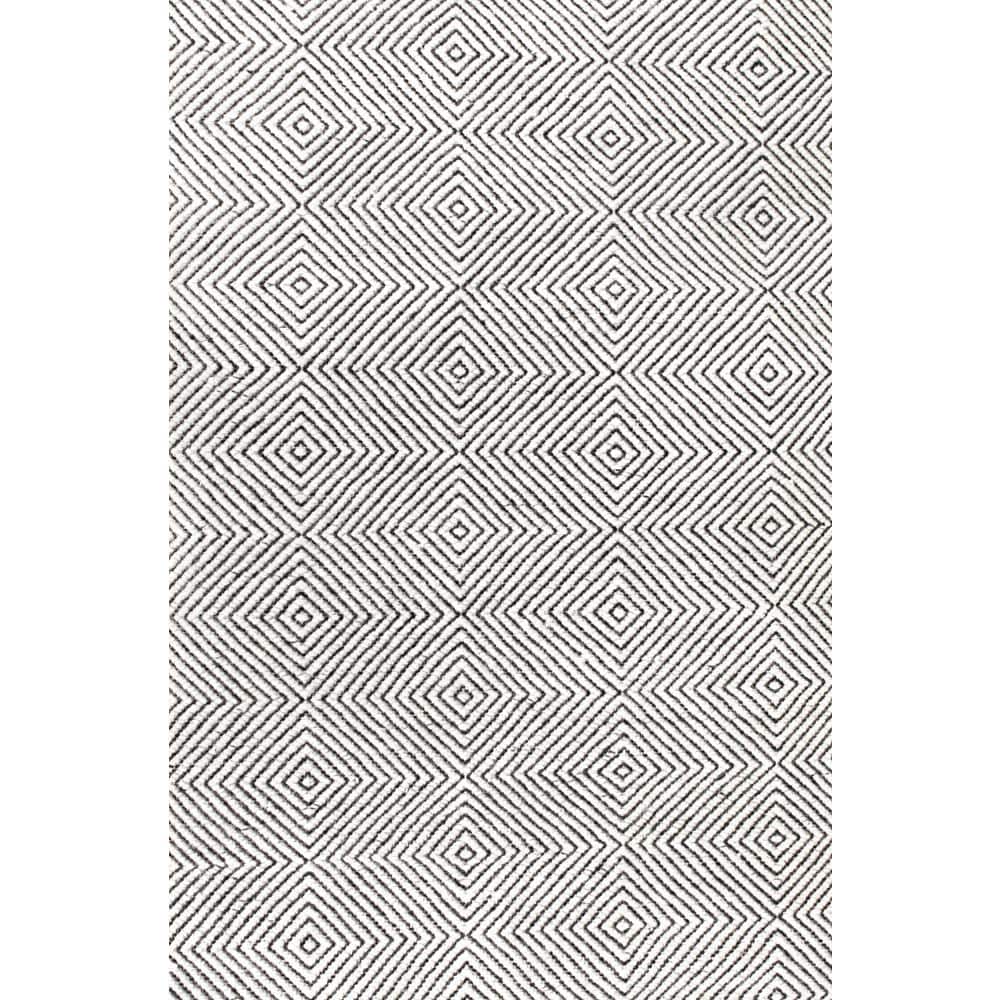 Ivory Geometric Hand-Tufted Wool Rectangular Rug, 3' x 5'