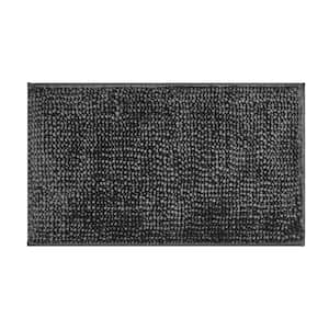 Butter Chenille Non-Slip Charcoal Gray 27 in. x 45 in. Polyester Bath Mat