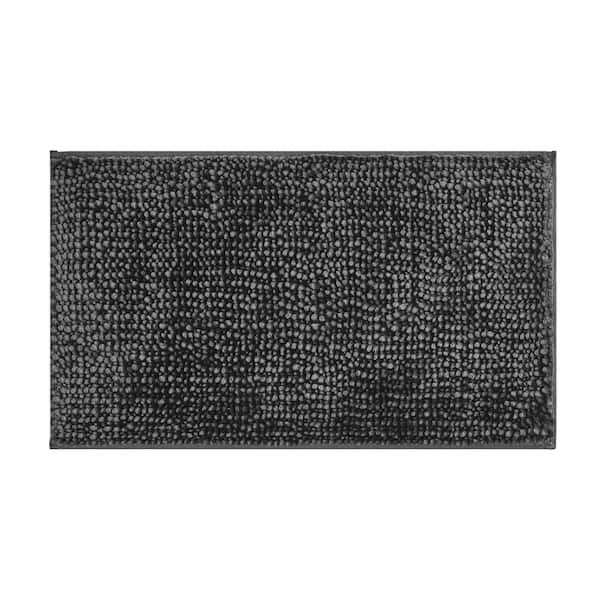 Laura Ashley Butter Chenille Non-Slip Charcoal Gray 27 in. x 45 in. Polyester Bath Mat