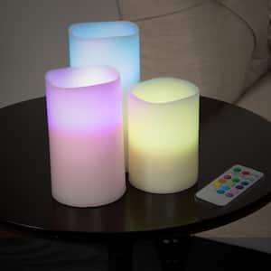 3-Piece LED Color Changing Flameless Votive Candle Set with Remote