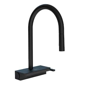 Aquno Select Single-Handle Pull-Down Sprayer Kitchen Faucet with QuickClean in Matte Black