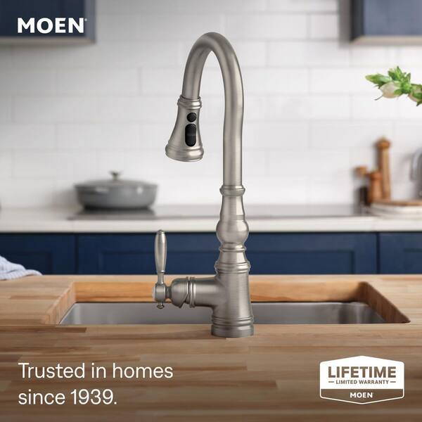 Weymouth Spot Resist Stainless 16.73 in. H Pull Down Sprayer Kitchen Faucet with 360 Degree Spout Swivel and Power Boost