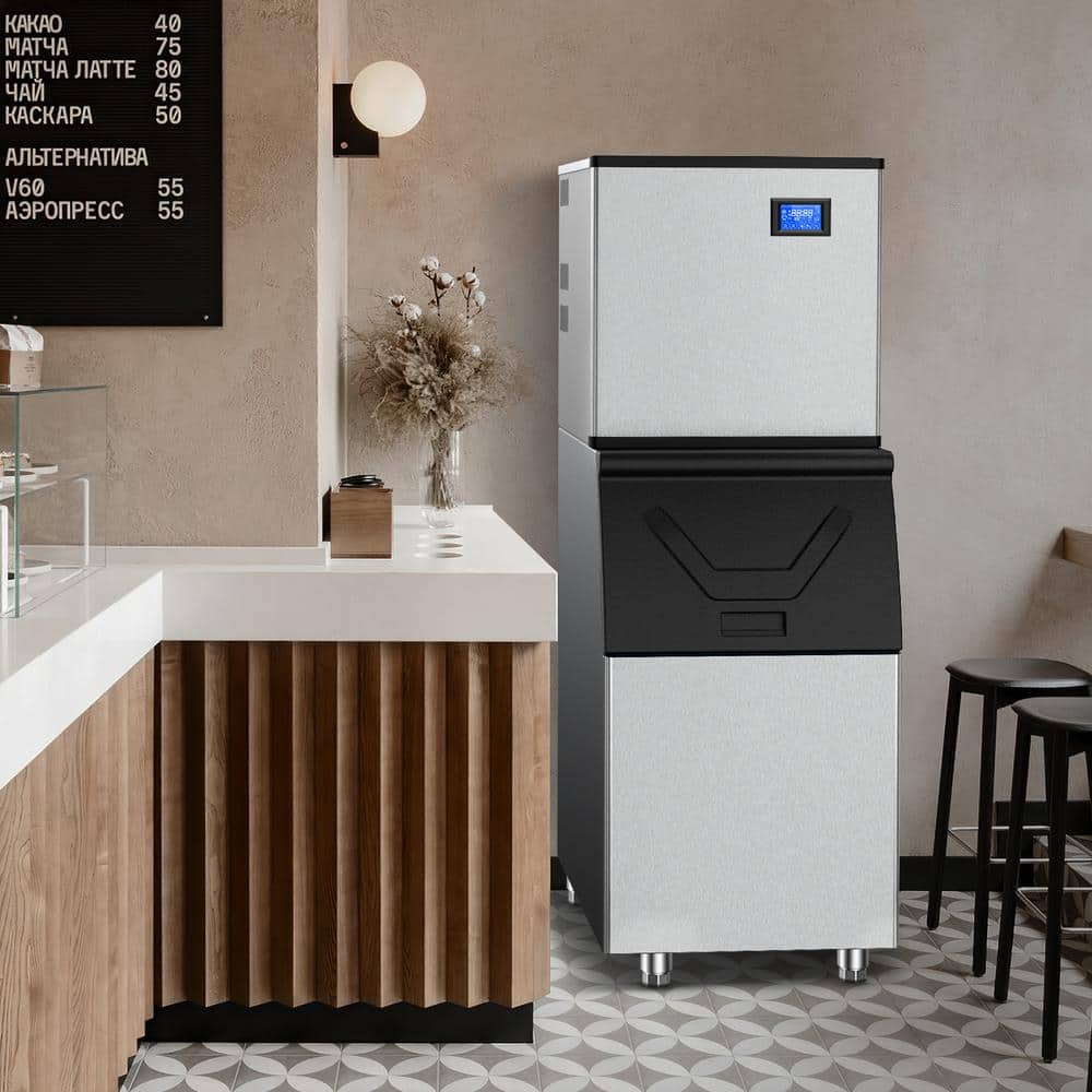 Commercial Silver Stainless Steel Freestanding Ice Maker with 450 lb Daily Production