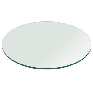 42 in. Clear Round Glass Table Top, 1/4 in. Thickness Tempered Flat Edge Polished
