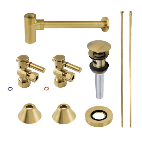 Trimscape Bathroom Plumbing Trim Kits with Bottle Trap and Drain in Brushed Brass