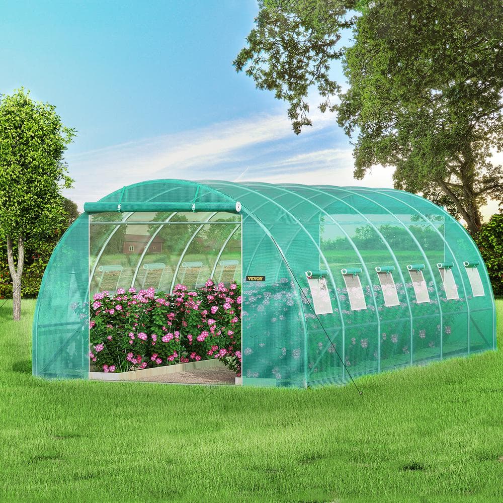 20' x 10' Green Walk-In Greenhouse with Galvanized Steel Frame