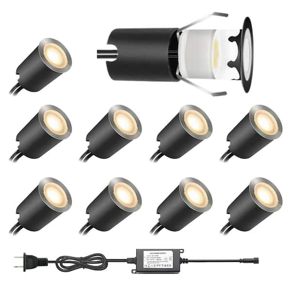 Black Integrated LED Plug-in Stair Light /Deck Lights Warm White with Protecting Shell, Φ1.18 IP67 Waterproof, 10-Pack