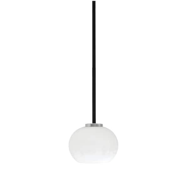 Unbranded Elonia 100-Watt 1 Light Matte Black & Graphite Stem Mini Pendant Light with 7 in. White Muslin Glass Shade