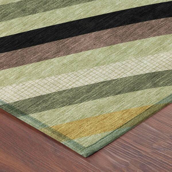 Chantille Machine Washable Indoor/Outdoor Abstract ACN2467 Celery 2 ft. x 7 ft. Runner Rug