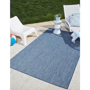 Outdoor Solid Blue 10 ft. x 14 ft. Area Rug