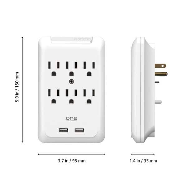 BLACK+DECKER 6 Grounded Outlets Surge Protector Wall Mount with Sleek Power  Adapter Tap (2-Pack) BDXPA0040 - The Home Depot