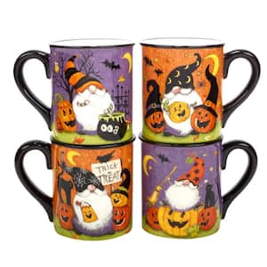 Halloween Gnomes 18 fl. oz. Earthenware Beverage Mugs (Set of 4)