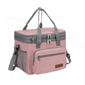 Pink Expandable Double Deck Cooler Lunch Bag