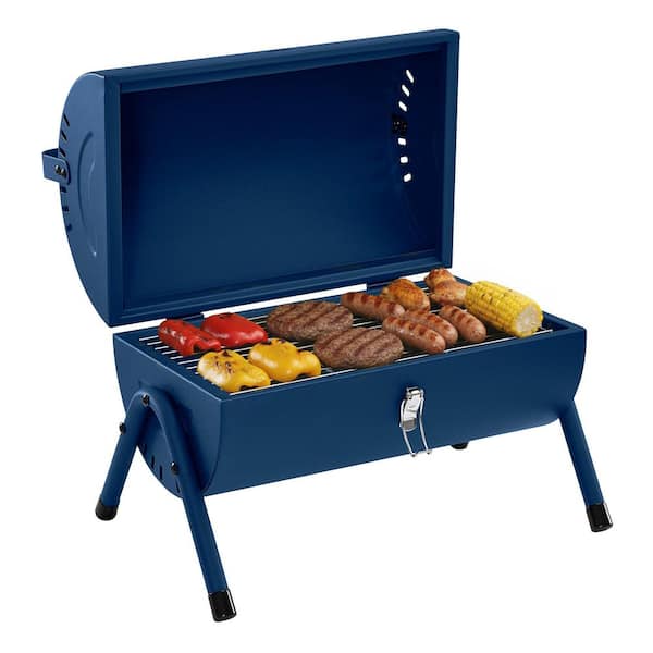 Portable Charcoal Grill in Blue with Four Air Vents, 147 Sq. In. Cooking Area, for Outdoor Backyard