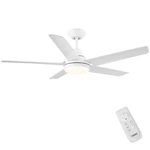 48 in. Indoor Integrated LED Matte White Ceiling Fan with Light Kit, 5 Blades and Remote Control
