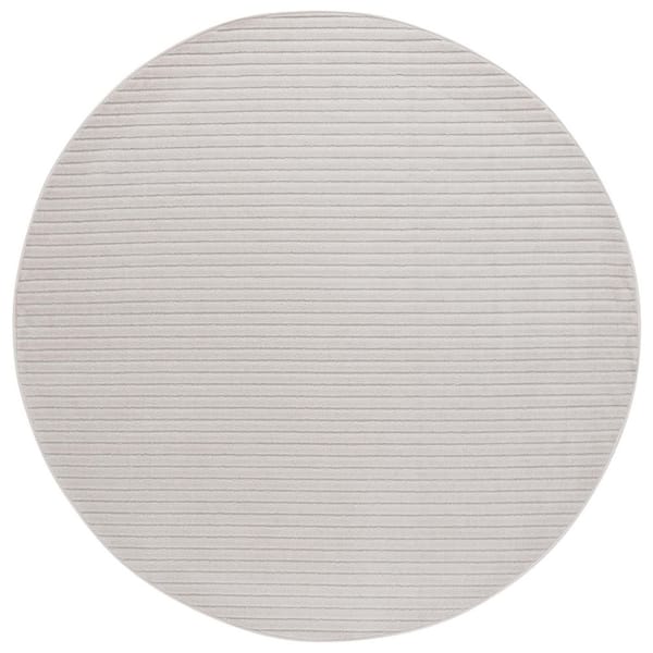 Stella Ivory 7 ft. x 7 ft. Solid Striped Indoor/Outdoor Round Area Rug