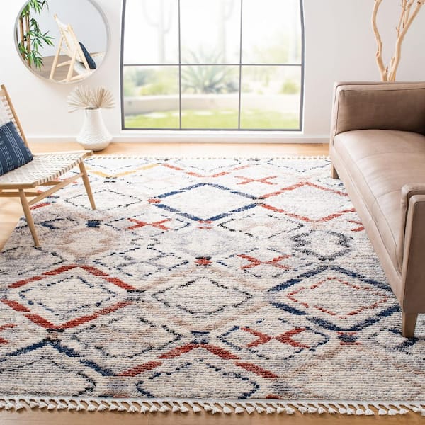 Morocco 9 ft. x 12 ft. Gray/Navy Distressed Geometric Area Rug