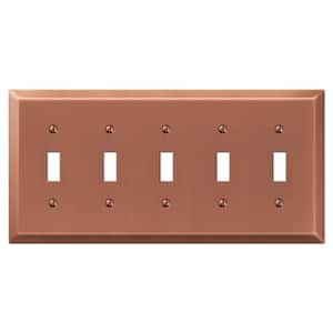 Metallic 5 Gang Toggle Steel Wall Plate - Antique Copper