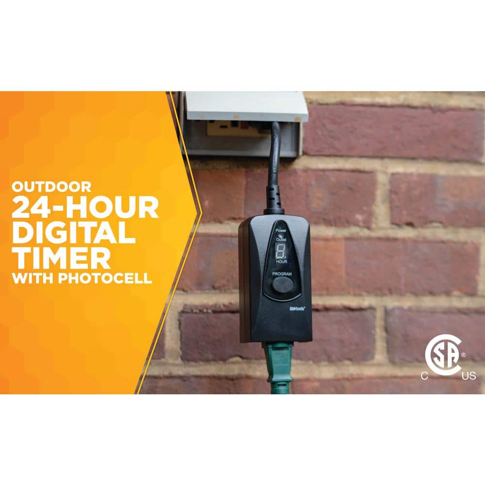 Woods Black 24-Hour Digital Photocell Timer