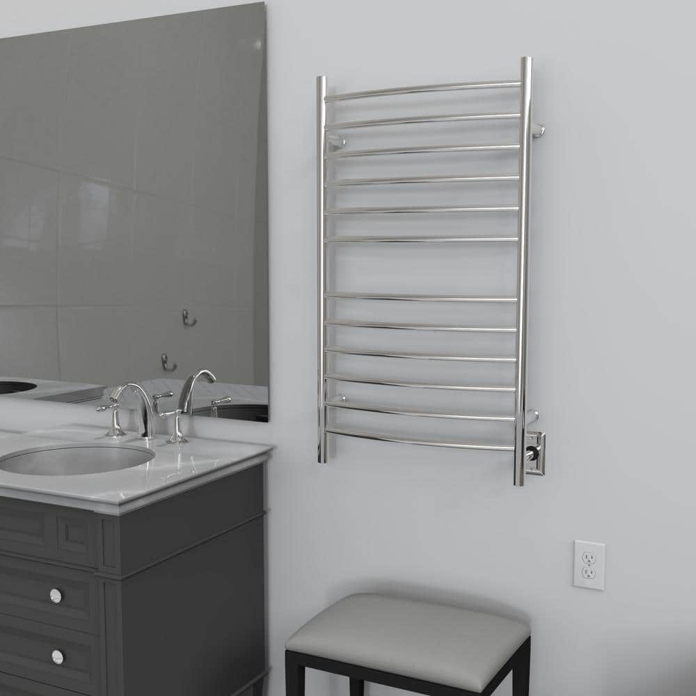 Radiant Large Curved Towel Warmer Hybrid Hardwired or Plug in