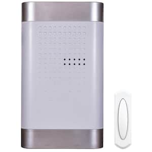 Wireless Battery Operated Door Bell Kit in White with Nickel Trim