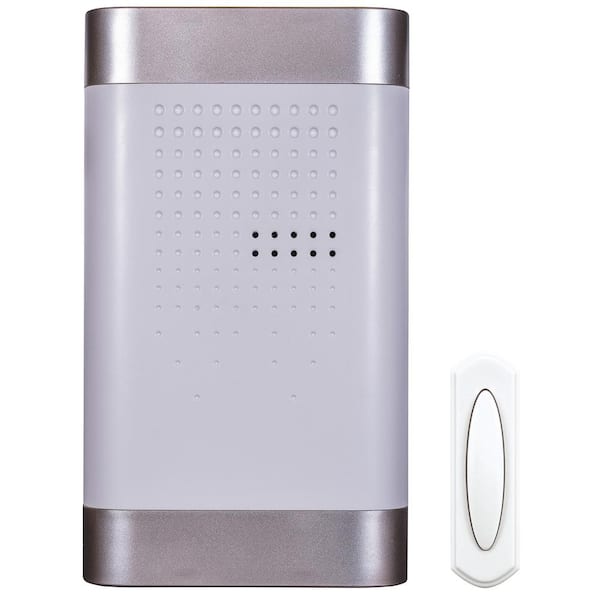 Defiant Wireless Battery Operated Doorbell Kit with Wireless Push Button, White and Nickel
