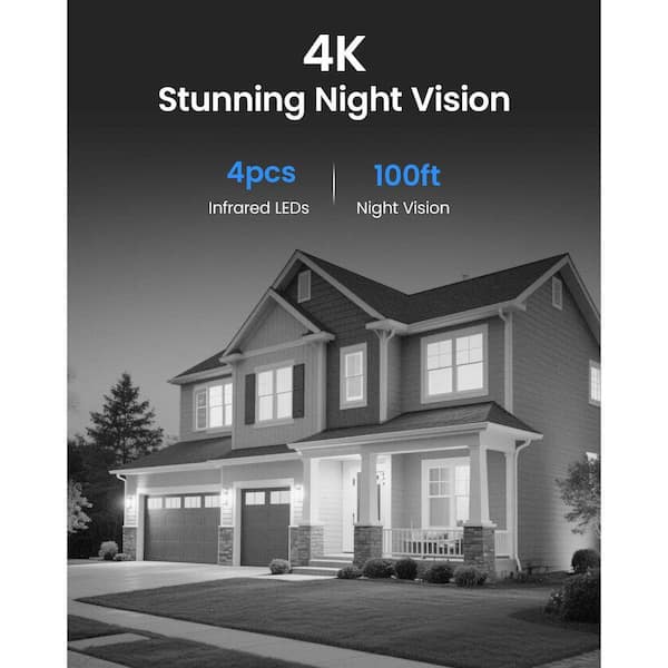 ZOSI C180 4K 8MP PoE Hardwired IP Security Camera with 100ft Night